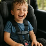 Menino sorrindo na cadeirinha infantil para carro